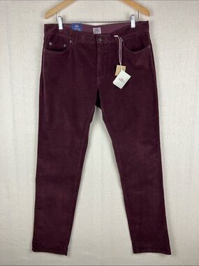 Faherty Stretch Corduroy 5-Pocket Pants Burgundy ORGANIC Cotton NWT